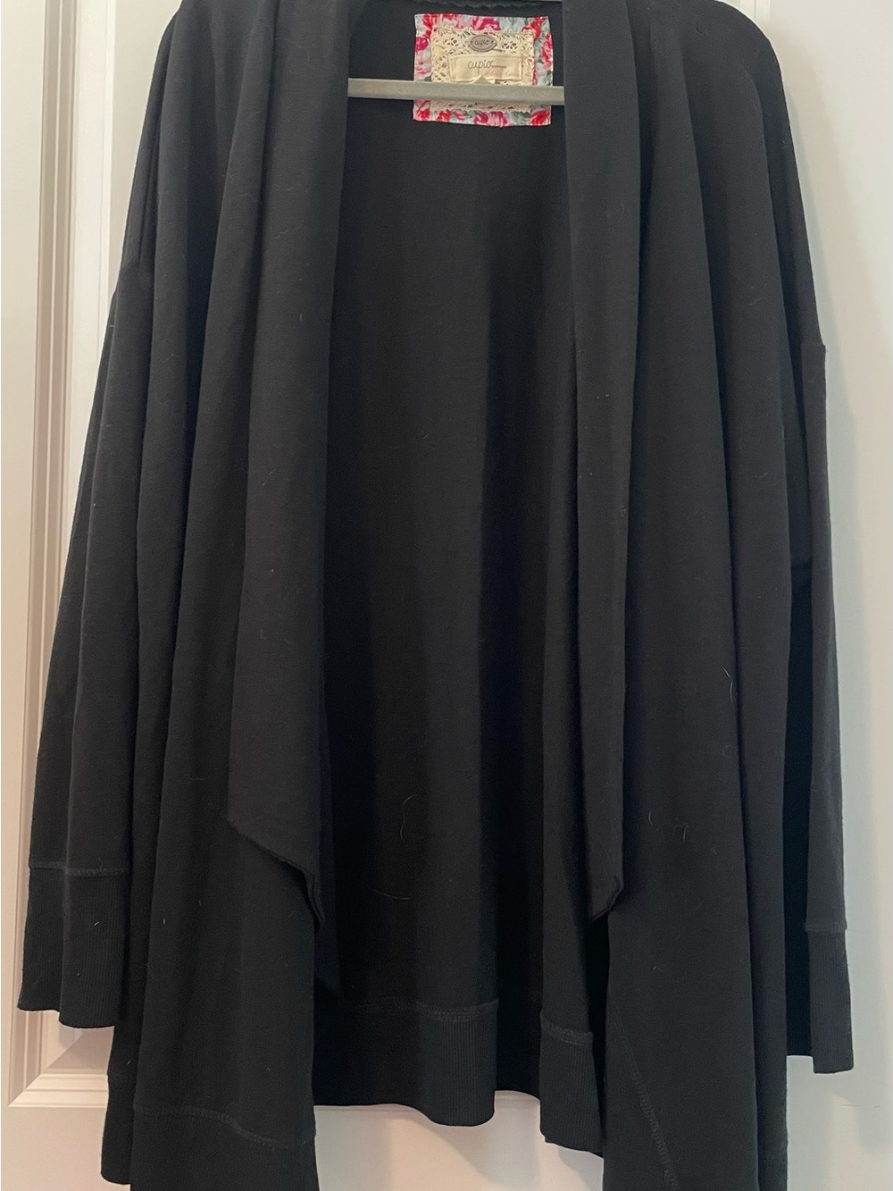 Cupio Black Draped Open-Front Cardigan